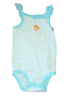 🐲3 FOR $9🦄 Carter's Sleeveless Ruffled Bird Embroidered Stripe Onesie Bodysuit